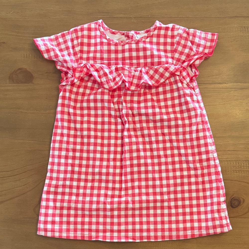 Red and White Gingham Ruffle Dress